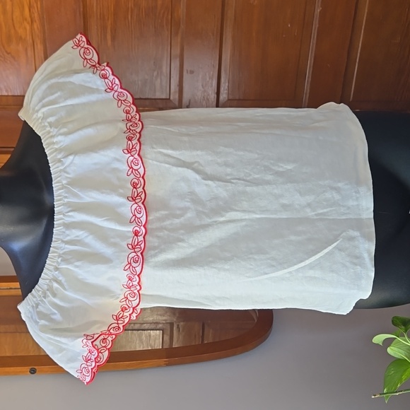 J. Crew Factory Embroidered CottonOff-Shoulder Peasant Top XS - Picture 1 of 5
